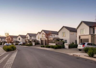 An outside view of the terraced houses at Olive Estate